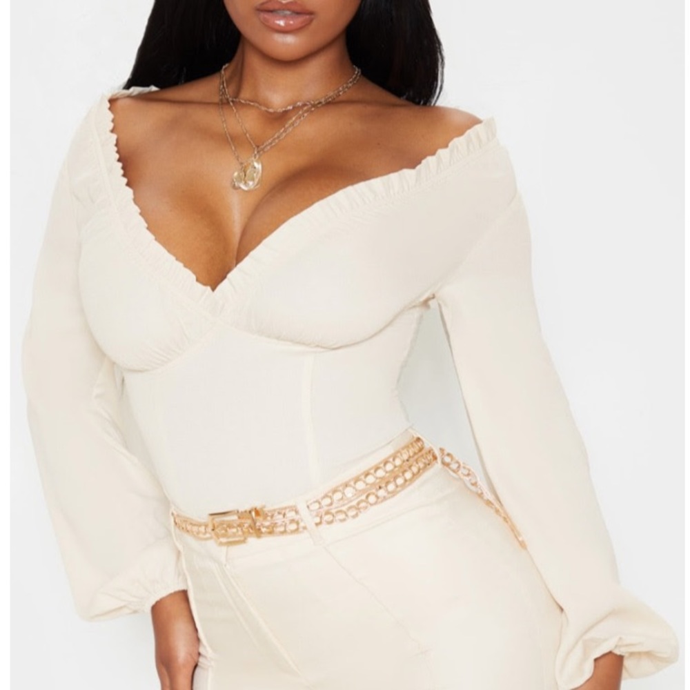 PrettyLittleThing Cream milk maid body suit
